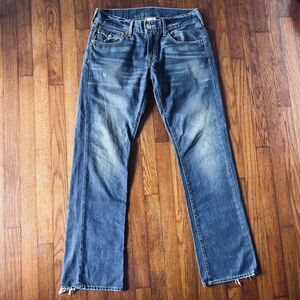True Religion Jeans Men’s 35 Straight Leg Blue Denim USA Made Distressed